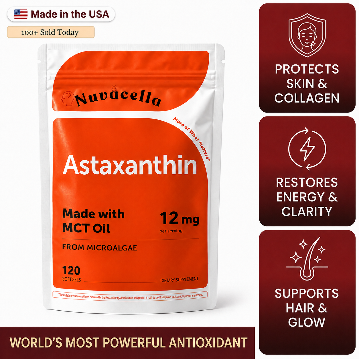 Astaxanthin 12mg MCT Oil Softgels